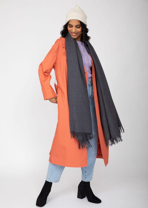 Likemary Pashmina Shawl – Oversized Merino Wool Blanket Scarf Grey