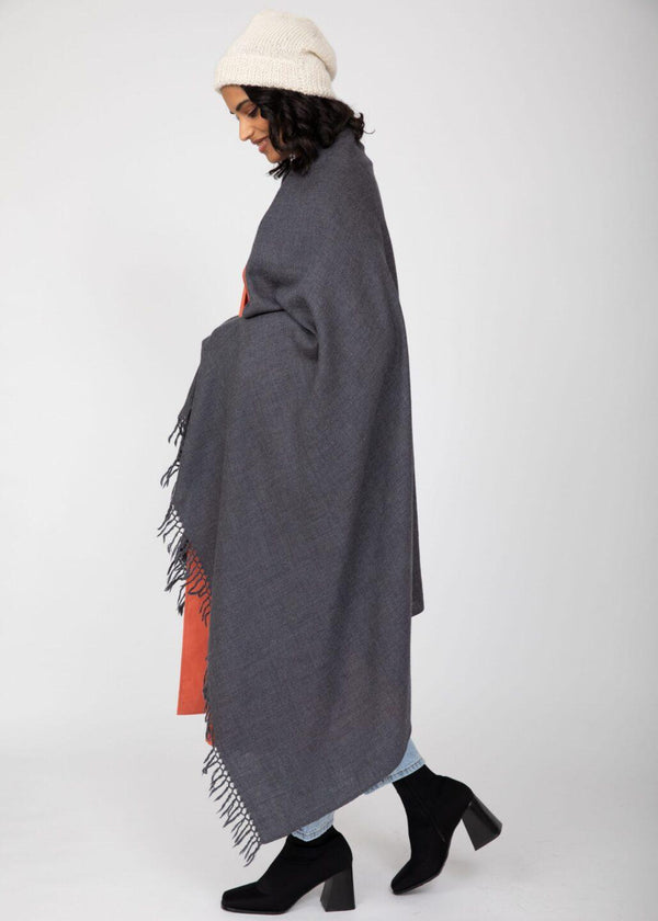 Likemary Pashmina Shawl – Oversized Merino Wool Blanket Scarf Grey