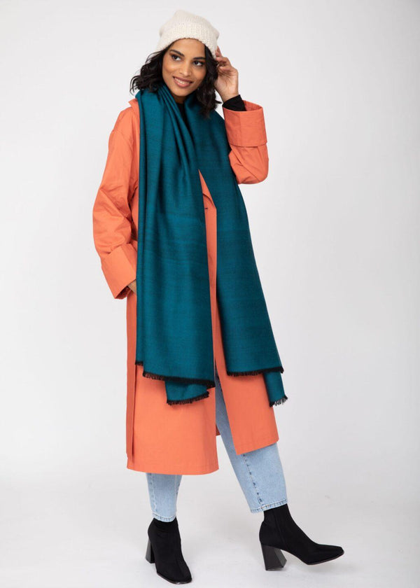 Likemary Pashmina Shawl – Oversized Wool Blanket Scarf Teal Blue