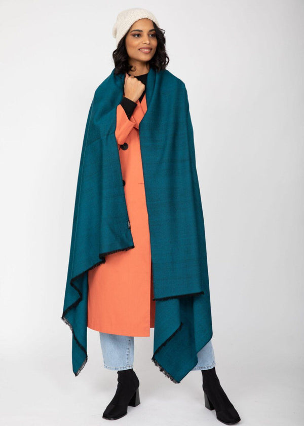 Likemary Pashmina Shawl – Oversized Wool Blanket Scarf Teal Blue