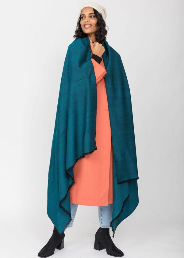 Likemary Pashmina Shawl – Oversized Wool Blanket Scarf Teal Blue