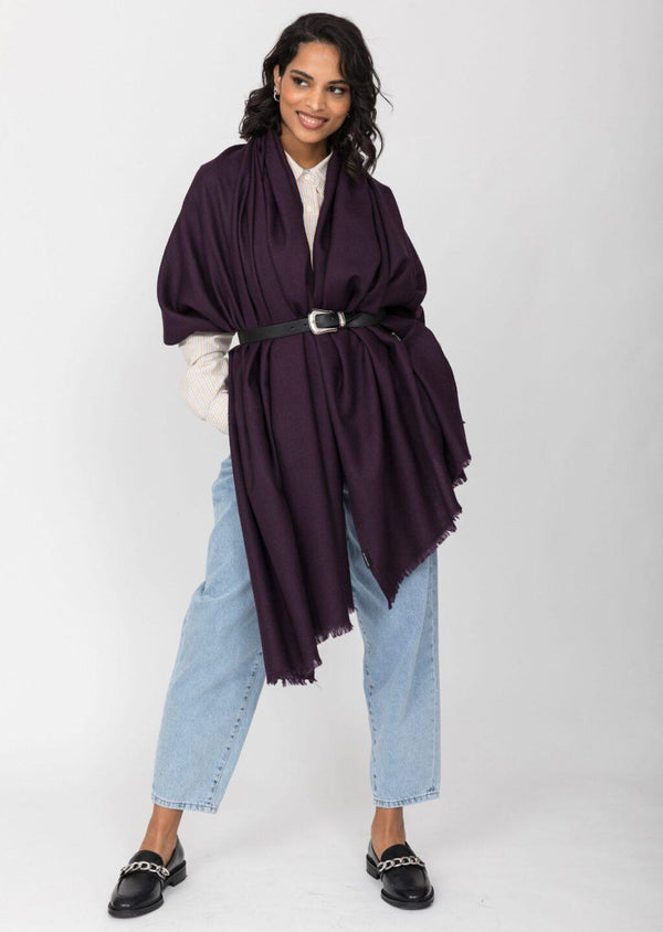 Likemary Purple Pashmina Shawl – Oversized Merino Wool Blanket Scarf