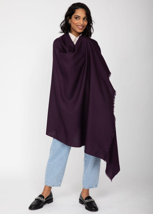 Likemary Purple Pashmina Shawl – Oversized Merino Wool Blanket Scarf