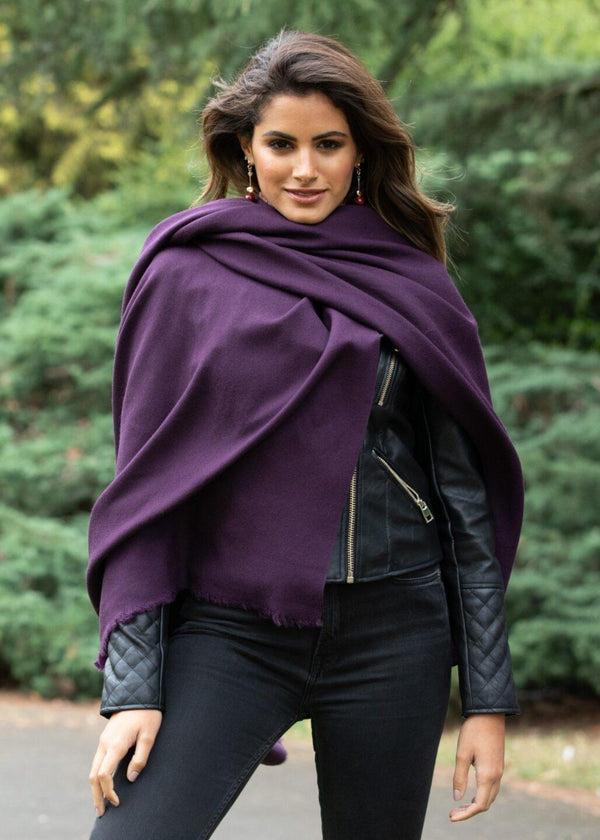 likemary Purple Pashmina Shawl – Oversized Merino Wool Blanket Scarf