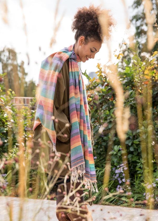 Likemary Rainbow Wool Blanket Scarf Oversized Shawl