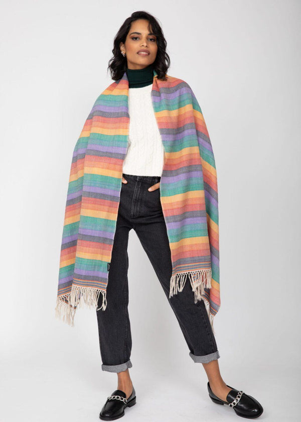Likemary Rainbow Wool Blanket Scarf Oversized Shawl