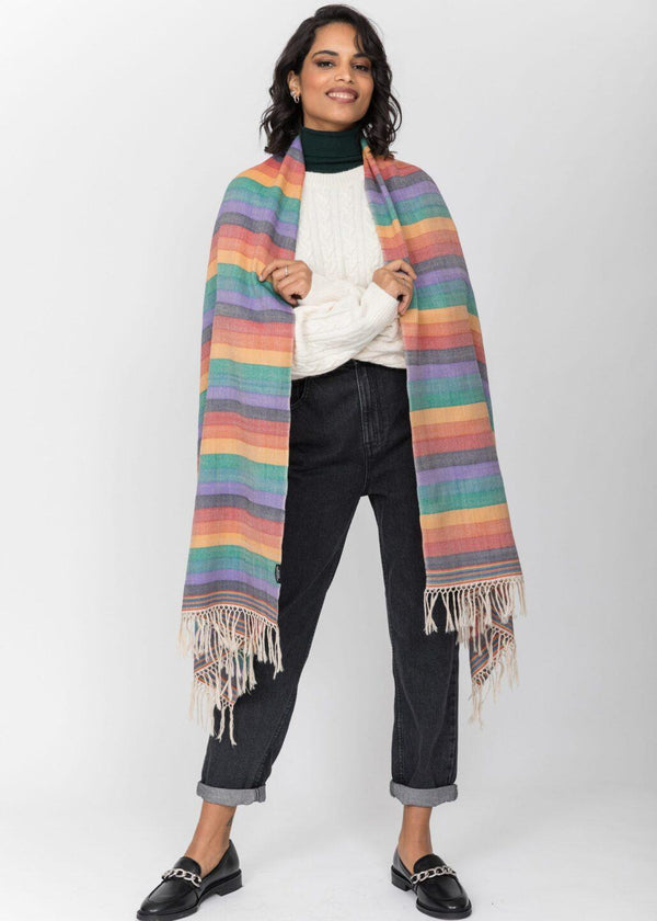 Likemary Rainbow Wool Blanket Scarf Oversized Shawl
