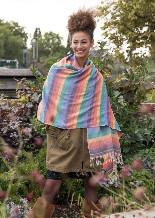 likemary Rainbow Wool Blanket Scarf Oversized Shawl