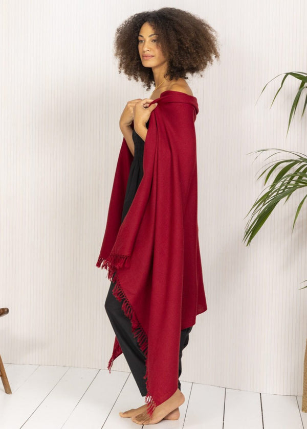 Likemary Red Oversized Blanket Scarf – Merino Wool Shawl