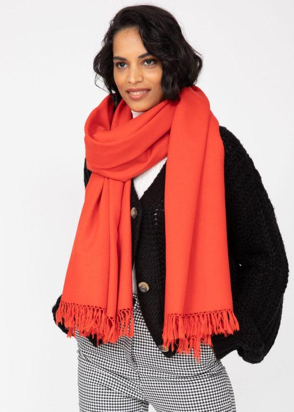 Likemary Red Wool Shawl – Oversized Merino Blanket Scarf