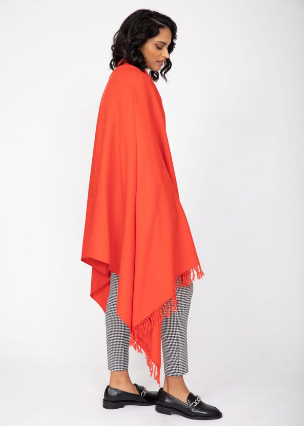 Likemary Red Wool Shawl – Oversized Merino Blanket Scarf