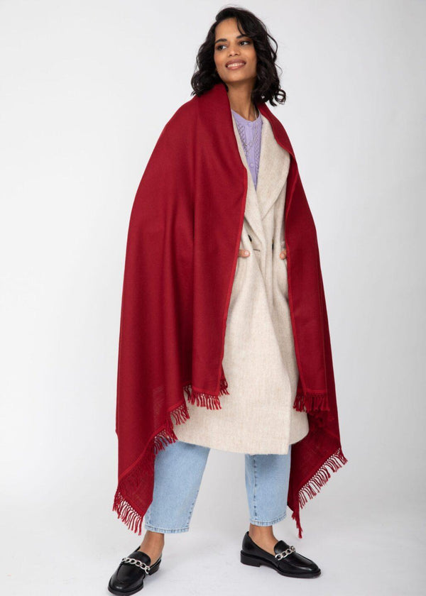 Likemary Shoreditch Red Merino Wool Shawl – Oversized Blanket Scarf