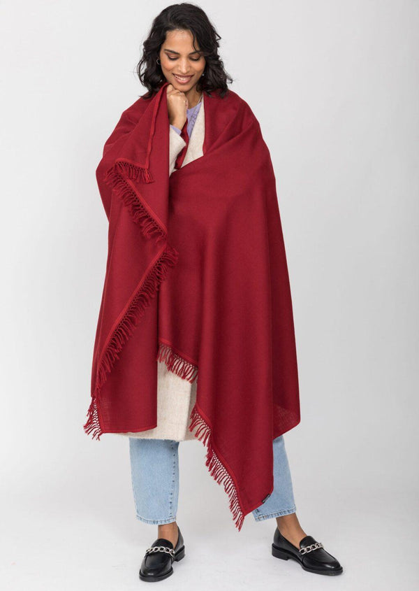 likemary Shoreditch Red Merino Wool Shawl – Oversized Blanket Scarf