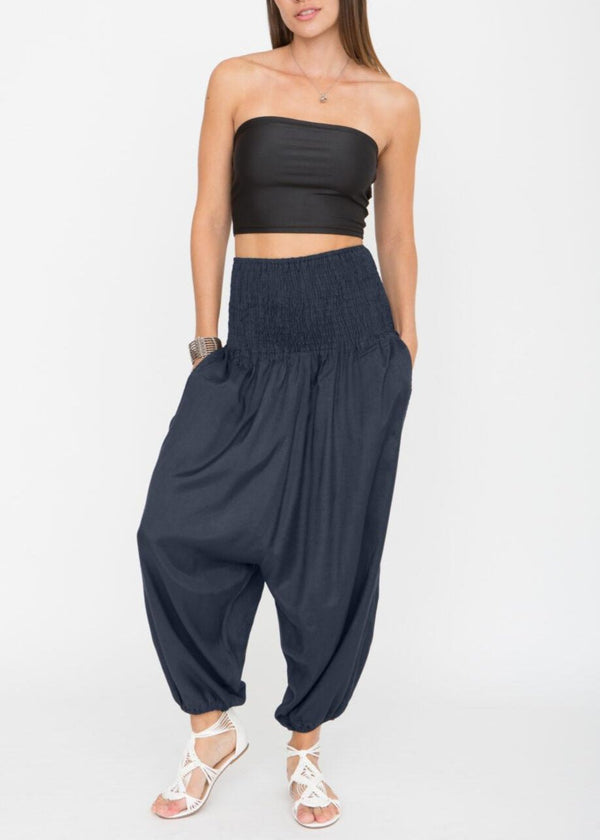 likemary Silk-Feel 2-in-1 Harem Pants & Strapless Jumpsuit in Midnight Blue likemary Silk-Feel 2-in-1 Harem Pants & Strapless Jumpsuit in Midnight Blue