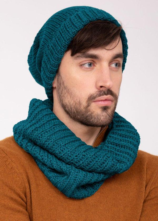 Likemary Teal Blue Merino Men's Slouchy Beanie - Ethically Handmade