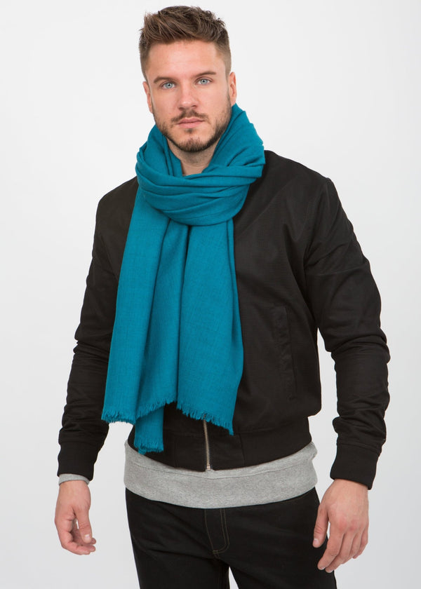 Likemary Turquoise Blue Oversized Merino Wool Scarf For Men