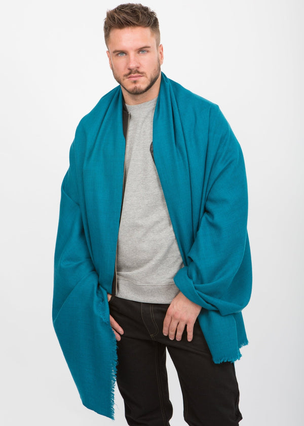 Likemary Turquoise Blue Oversized Merino Wool Scarf For Men