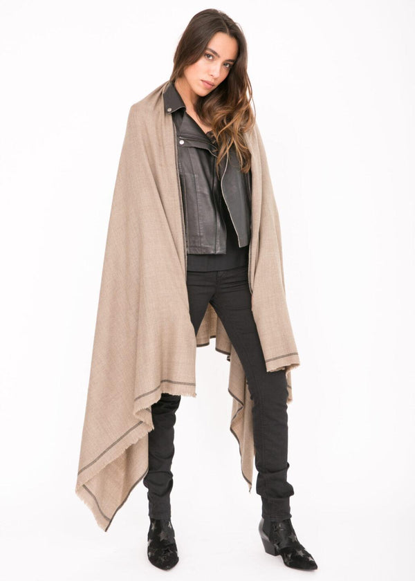 Likemary Wool Shawl – Oversized Merino Blanket Scarf Truffle Brown