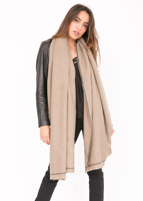 Likemary Wool Shawl – Oversized Merino Blanket Scarf Truffle Brown