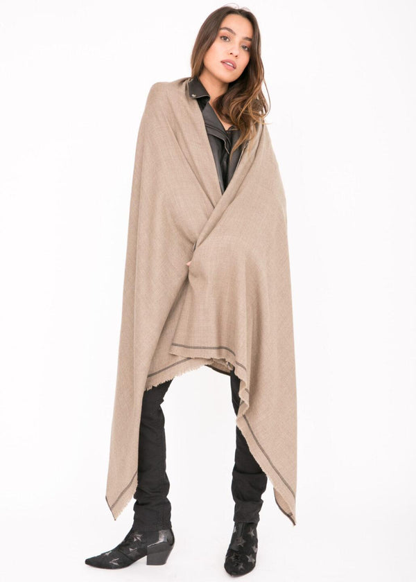 likemary Wool Shawl – Oversized Merino Blanket Scarf Truffle Brown