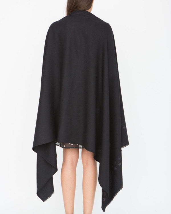 Likemary Wool Shawl Scarf With Cross Motif – Oversized Black Blanket Wrap