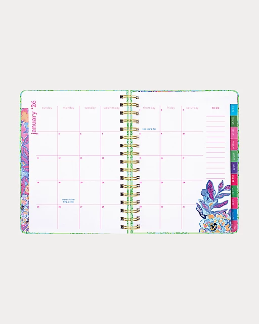 Lilly Pulitzer 2025-2026 17 Month Large Agenda Cool Mint Catchin Rays