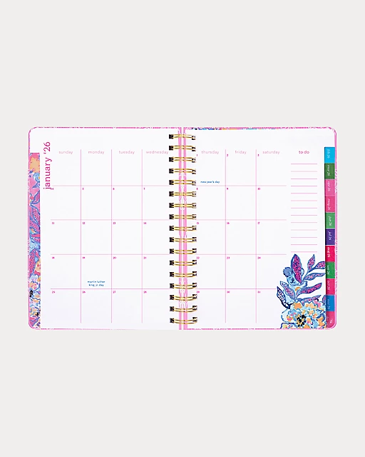 Lilly Pulitzer 2025-2026 17 Month Large Agenda Rousseau Pink Cool As Shell