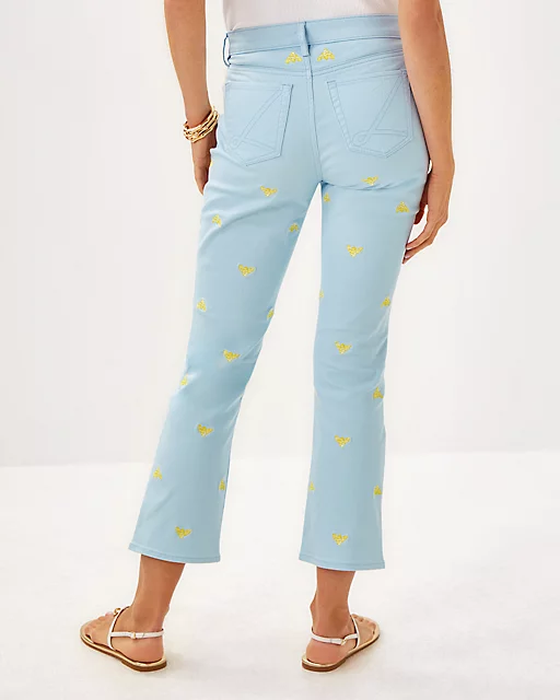 Lilly Pulitzer 27" Annet High Rise Crop Flare Jean Bluette