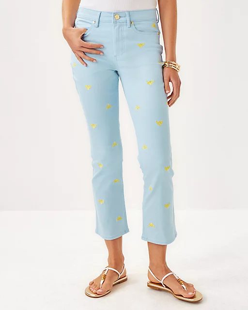 Lilly Pulitzer 27" Annet High Rise Crop Flare Jean Bluette