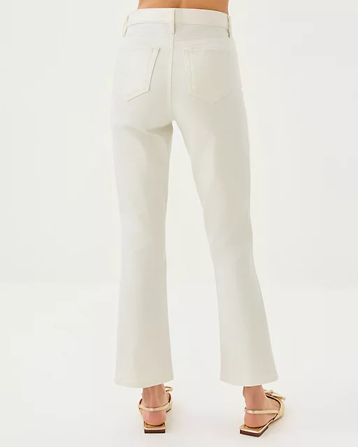 Lilly Pulitzer 28" Liza Shimmer Crop Flare Jean Coconut Metallic