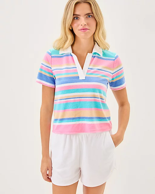 lilly pulitzer 3" Florie Towel Terry High Rise Short Resort White