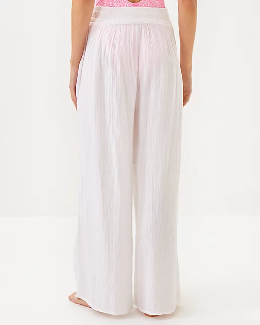 Lilly Pulitzer 30" Enzo Cotton Cover-Up Pant Resort White