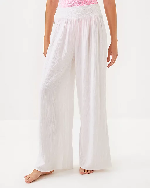 Lilly Pulitzer 30" Enzo Cotton Cover-Up Pant Resort White