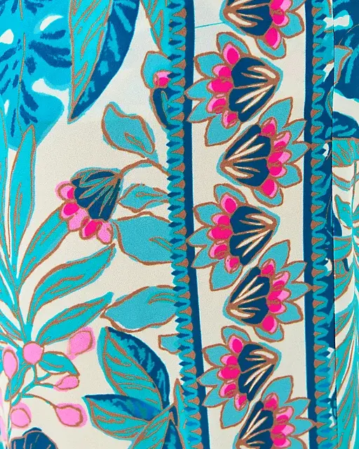 Lilly Pulitzer 32" Bal Harbour Palazzo Pant Breezy Aqua Best Fronds Forever Engineered Pant