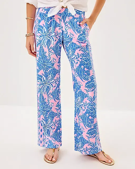 Lilly Pulitzer 32" Bal Harbour Palazzo Pant Conch Shell Pink Up Scale Engineered Pant
