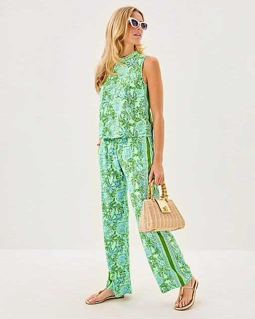 lilly pulitzer 32" Bal Harbour Palazzo Pant Cool Mint Catchin Rays Engineered Pant