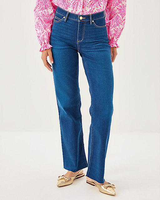 Lilly Pulitzer 33" Aniston High Rise Straight Leg Jean Medium Wash