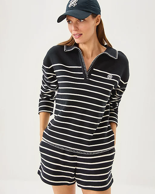 lilly pulitzer 4" Aubra Mid Rise Terry Short Noir Legacy Stripe lilly pulitzer 4" Aubra Mid Rise Terry Short Noir Legacy Stripe