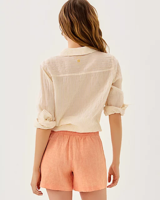 Lilly Pulitzer 4" Captina Linen High Rise Short Papaya X Resort White