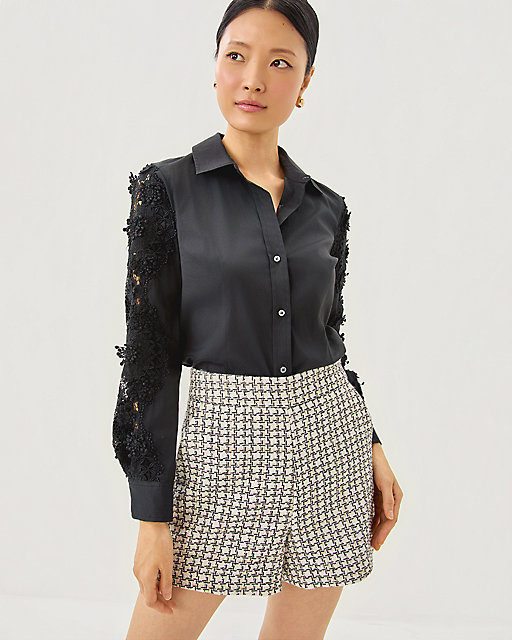 lilly pulitzer 4" Sarissa High Rise Boucle Short Coconut Lurex Houndstooth Boucle