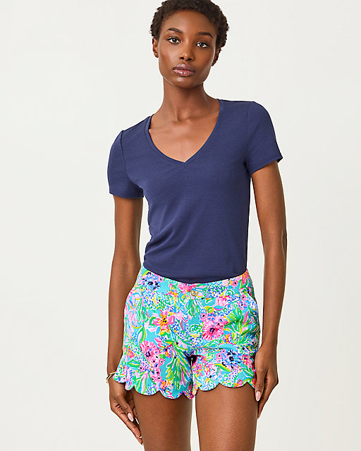 lilly pulitzer 5" Buttercup Knit Short Amalfi Blue Alligator Isle