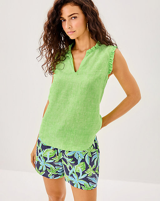 lilly pulitzer 5" Croix Linen Short Sapphire Pool Tropical Tango