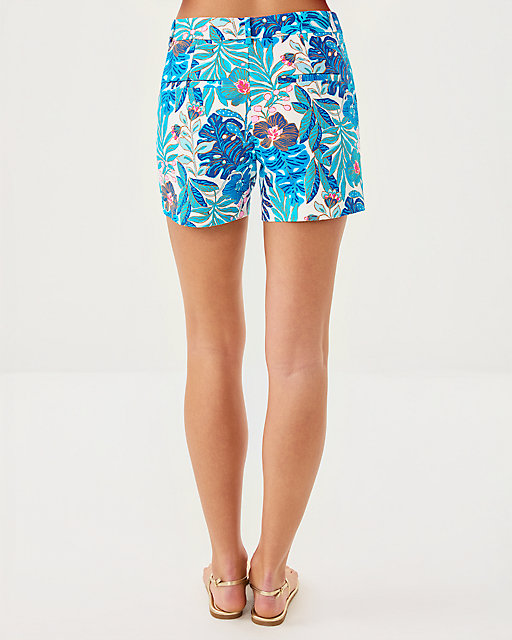 Lilly Pulitzer 5" Gretchen High Rise Stretch Short Breezy Aqua Best Fronds Forever