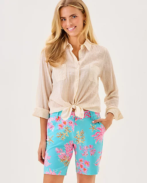 lilly pulitzer 9" Natia Knit Short Multi Royal Coral