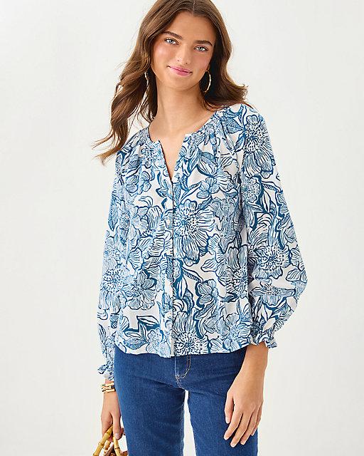 Lilly Pulitzer Aldina Button Down Top Coconut Unforgettable