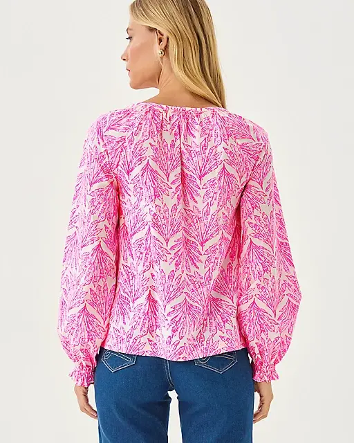 Lilly Pulitzer Aldina Button Down Top Pink Bliss Shady Babe