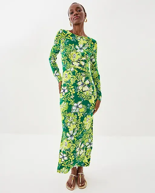 Lilly Pulitzer Alessani Maxi Dress Fiddle Leaf Green Once And Floral
