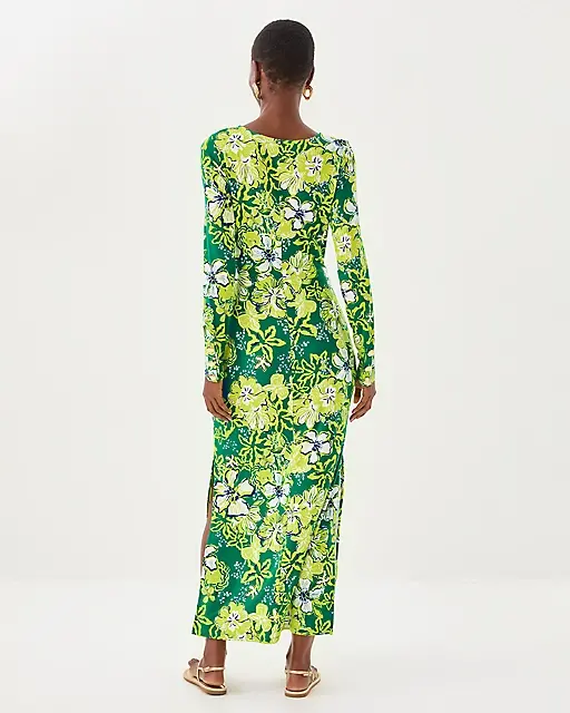 Lilly Pulitzer Alessani Maxi Dress Fiddle Leaf Green Once And Floral