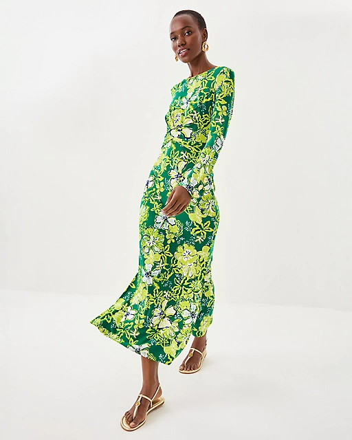 Lilly Pulitzer Alessani Maxi Dress Fiddle Leaf Green Once And Floral