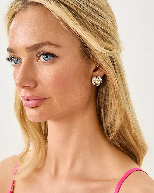 Lilly Pulitzer All Dahled Up Stud Earrings Gold Metallic